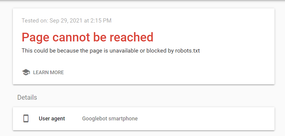 indexing page blocked robots